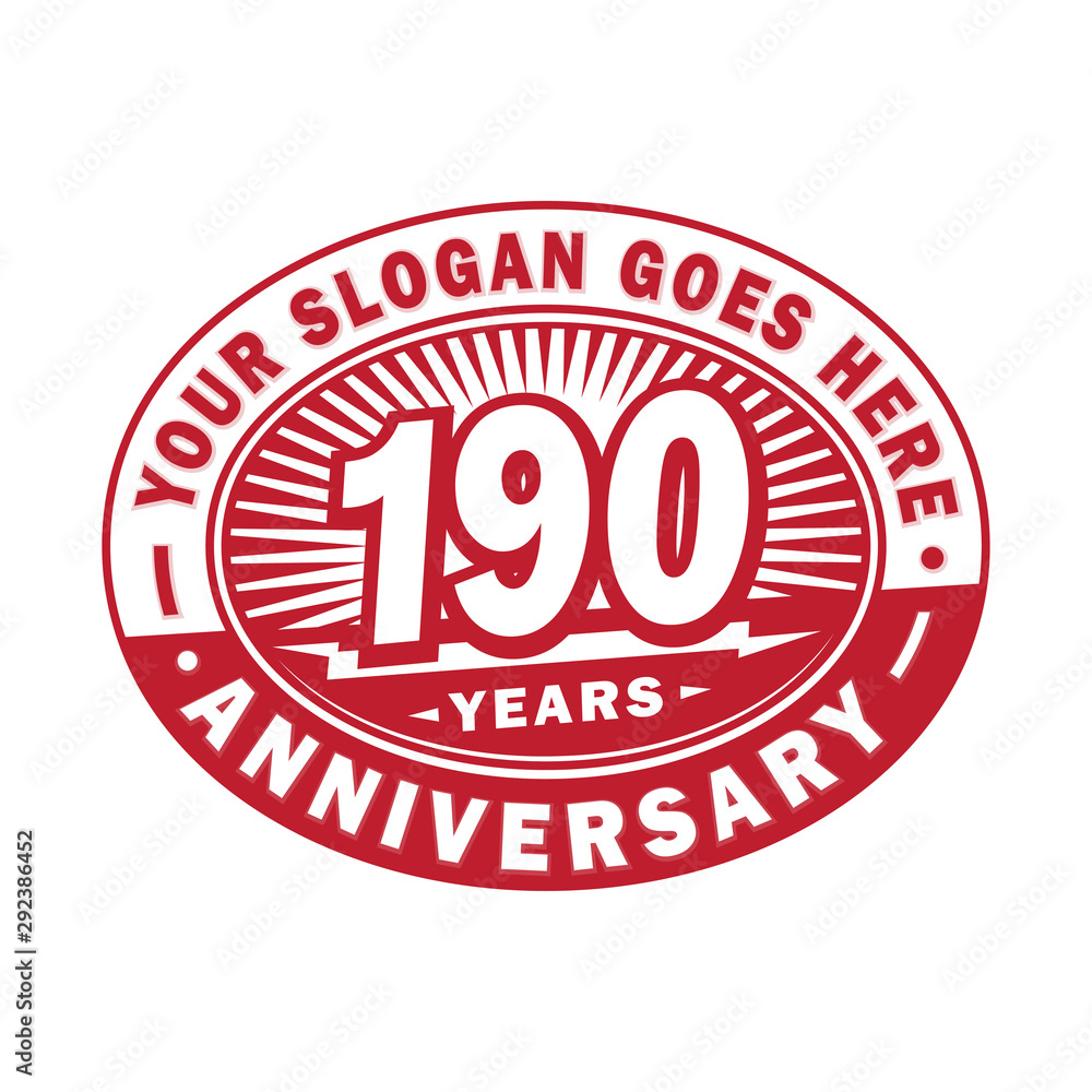 190 years anniversary design template. 190th logo. Red design - vector and illustration.