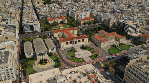 Canvastavla Aerial photo of famous trilogy landmark buildings of Academy of Athens, Panepist