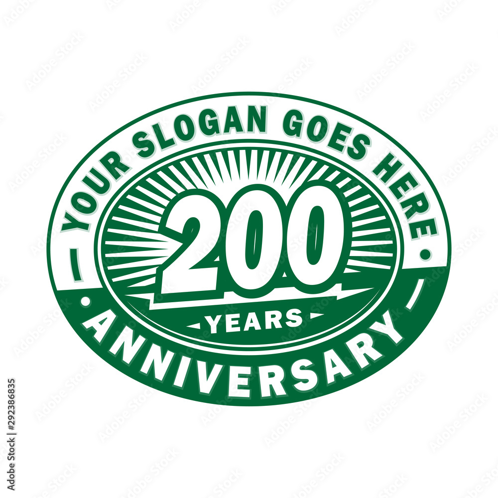 200 years anniversary design template. 200th logo. Green design - vector and illustration.