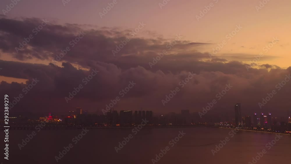sunset sky night illumination macau city bay aerial panorama 4k china sunset sky night illumination macau city bay aerial panorama 4k china