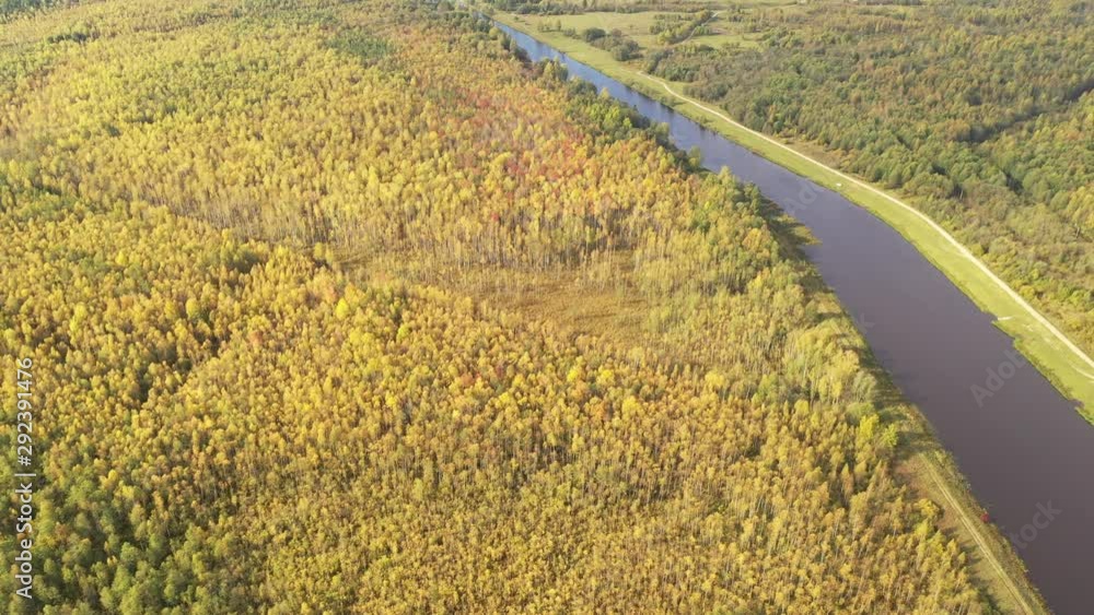 Forest river shooting from a height. Aerial shot of a river in a forest. Forest river shooting from a height. Aerial shot of a river in a forest.