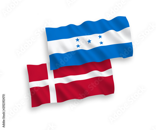 Flags of Denmark and Honduras on a white background
