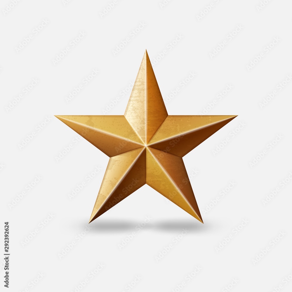 Gold metallic star symbol on white background Gold metallic star symbol on white background