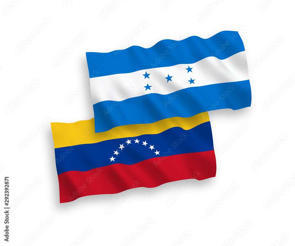 Naklejka premium Flags of Venezuela and Honduras on a white background