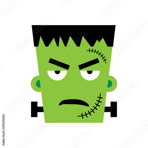 Halloween Frankenstein Vector illustration. Angry Frankenstein Day. Illustration for kids