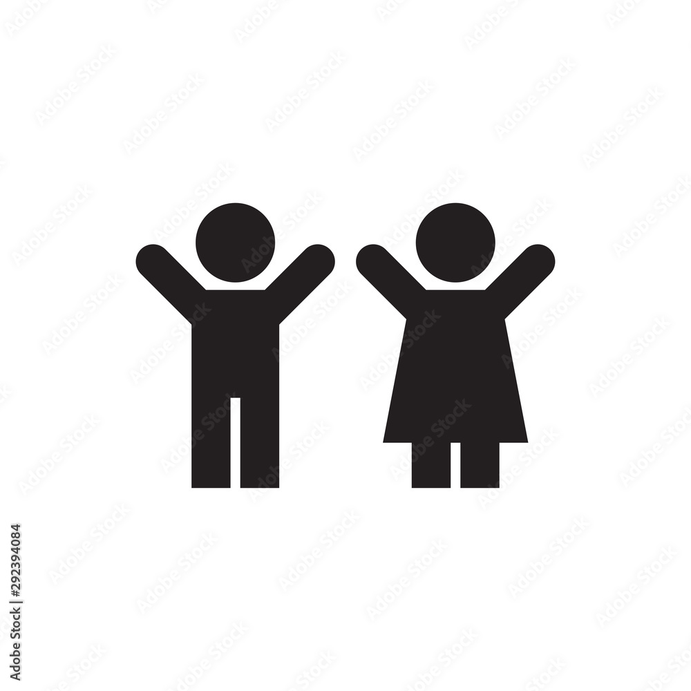 Icon children boy and girl. Vector illustration flat icon on white background Icon children boy and girl. Vector illustration flat icon on white background