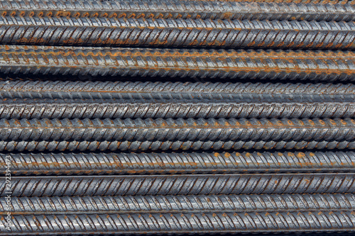 Brand new steel rebars. Preparation for pouring concrete. Construction of buildings of reinforced concrete.