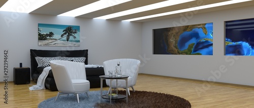 Fototapeta Naklejka Na Ścianę i Meble -  Luxury Space Hotel with view on Planet Earth. Extremely detailed and realistich high resolution 3d illustration