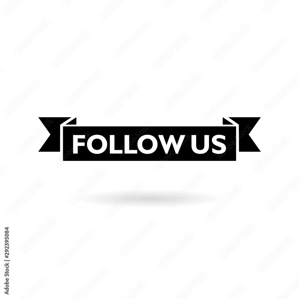 Follow us ribbon. Follow us isolated sign. Follow us banner Follow us ribbon. Follow us isolated sign. Follow us banner