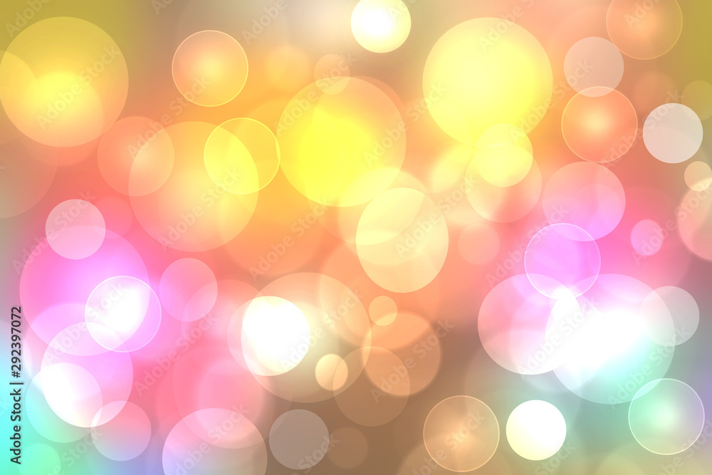 Colorful party invitation background. Abstract pastel yellow pink texture with blurred bokeh lights and soft color circles. Beautiful backdrop for design of invitation for various holidays. Card conce Colorful party invitation background. Abstract pastel yellow pink texture with blurred bokeh lights and soft color circles. Beautiful backdrop for design of invitation for various holidays. Card conce