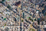 Top down view of Hong Kong downtown cityscape