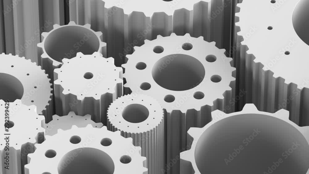 Gears Loopable Loopable isometric 3d render of cogwheels that are stacked together ...