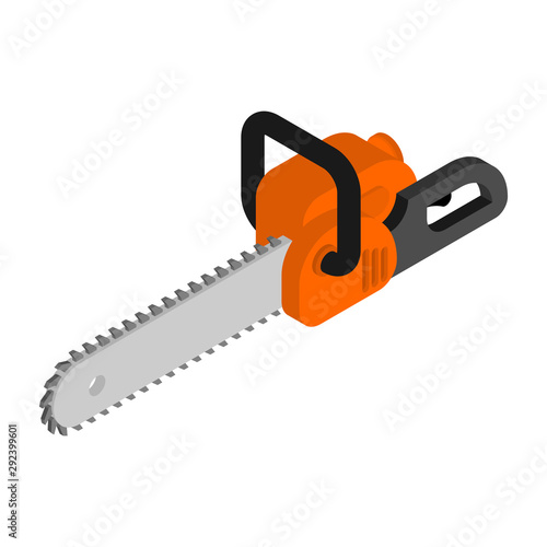Chainsaw isometric isolated. lumberjack Tool vector illustration