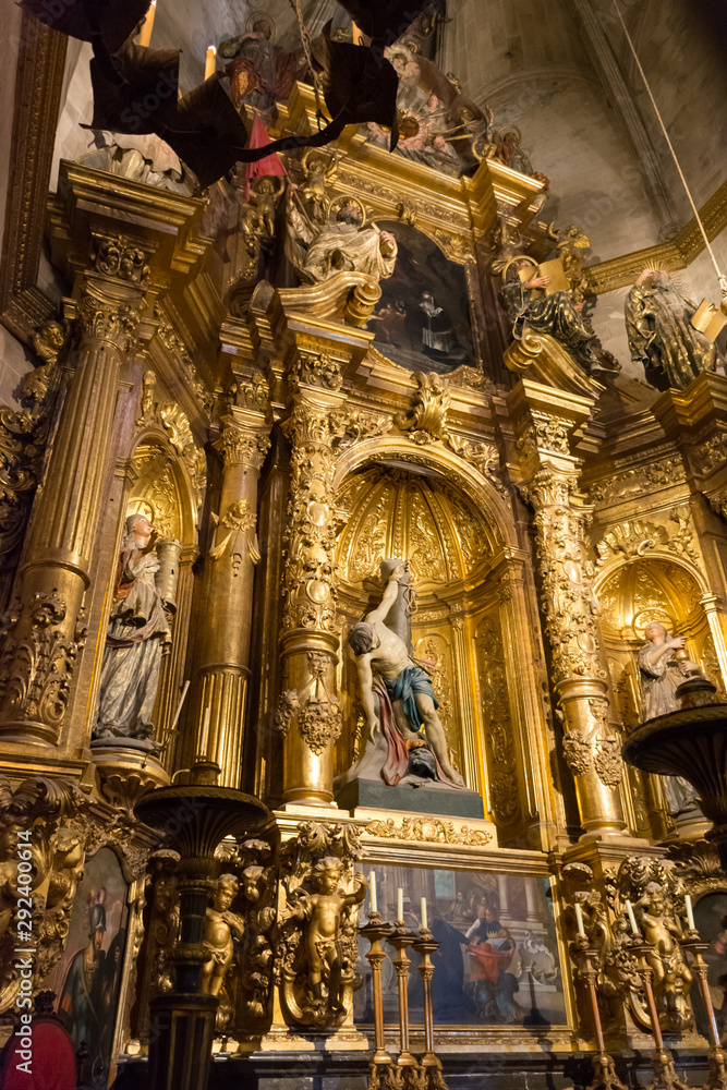 Palma de Mallorca. Interior Catedral de Mallorca. Interior detail.