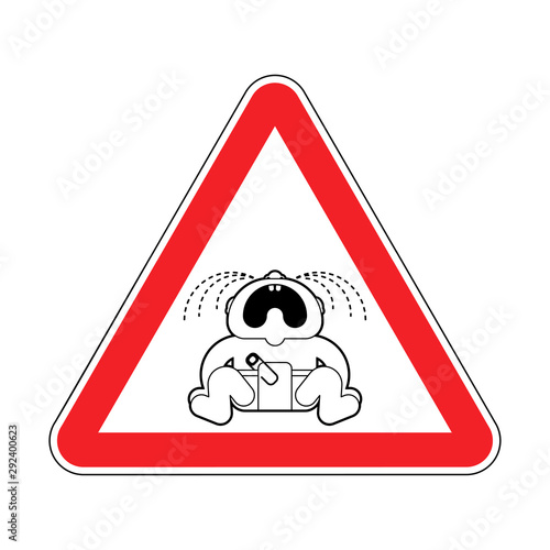 Attention Crying baby. Warning red road sign. Caution Childrens tantrum