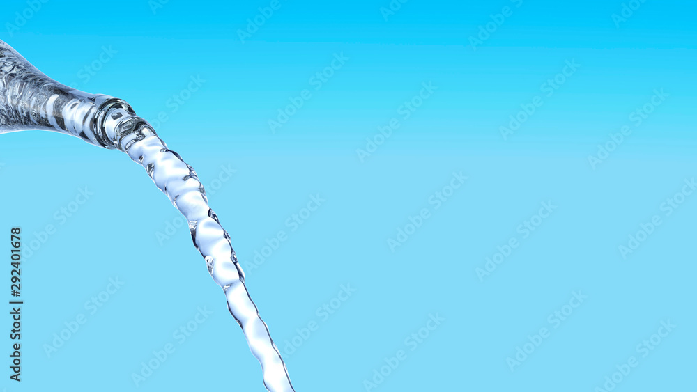 clear water flowing out of bottle isolated in front of background - 3D Illustration clear water flowing out of bottle isolated in front of background - 3D Illustration
