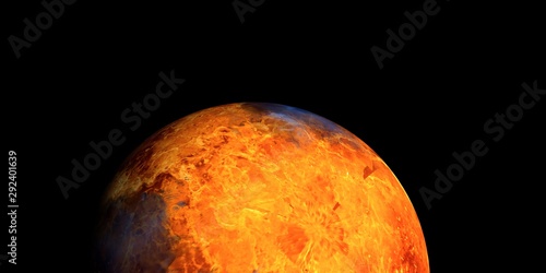 Water on Venus. Shot from Space. Extremely detailed and realistic 3d illustration. Elements of this image are furnished by NASA.