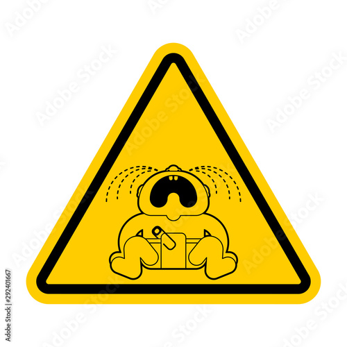 Attention Crying baby. Warning yellow road sign. Caution Childrens tantrum