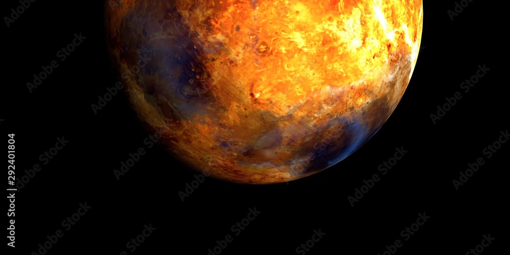 Water on Venus. Shot from Space. Extremely detailed and realistic 3d illustration. Elements of this image are furnished by NASA.