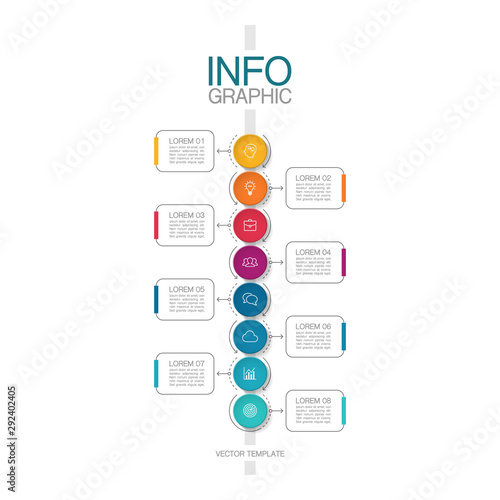 Vector iInfographic template for business, presentations, web design, 8 options.