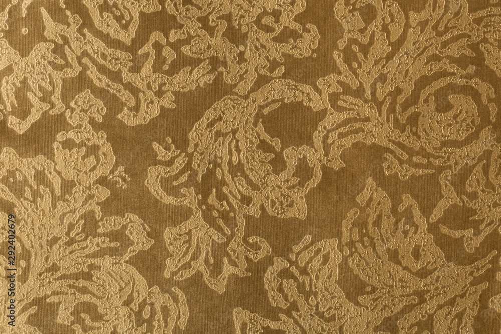 Obraz premium Gold surface of nap fabric, velours. Texture for background and design.