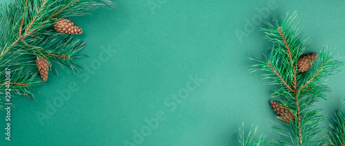 Photography Top view on Christmas flat lay banner with copy space for text