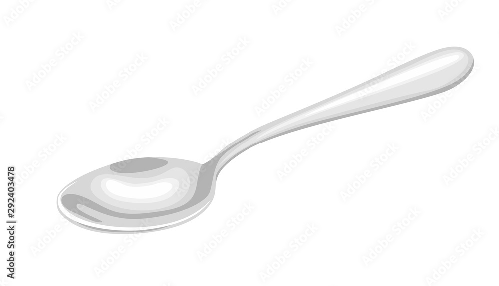 Metal spoon isolated on a white background. Vector illustration of cutlery in simple flat style. Metal spoon isolated on a white background. Vector illustration of cutlery in simple flat style.