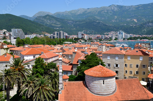 Old Town and Cathedral of St. John the Baptist in Budva, Montenegro photo