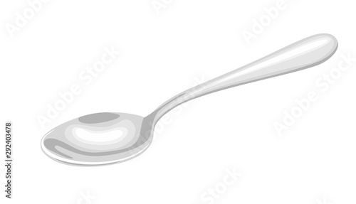 Metal spoon isolated on a white background. Vector illustration of cutlery in simple flat style.