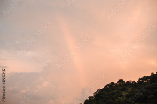 View of the sun rays during sunset as seen from Kumbhalgarh Fort in Udaipur, Rajasthan, India