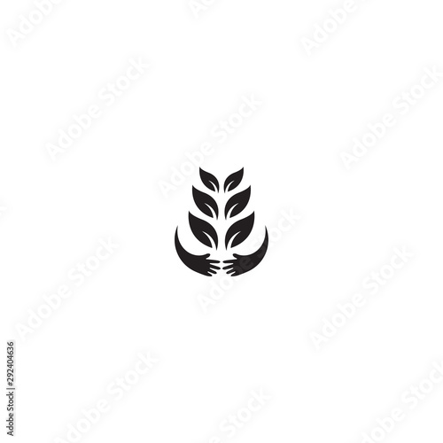 abstract hand leaf company logo - vector