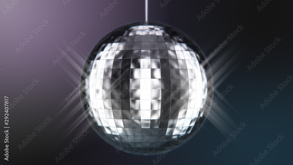 Obraz premium Photorealistic Disco Ball Spinning seamless with Flares. 3d rendering