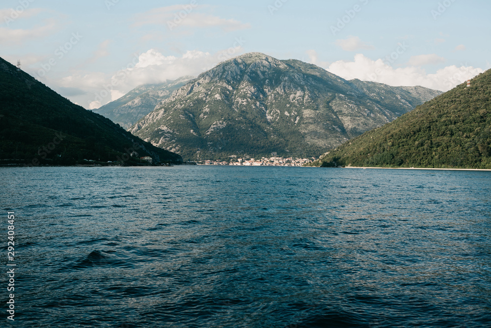Boko Kotor Bay. Beautiful sea and mountain views of the natural landscape and coastal city in Montenegro. Boko Kotor Bay. Beautiful sea and mountain views of the natural landscape and coastal city in Montenegro.