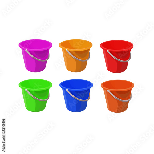 bucket different color set vector