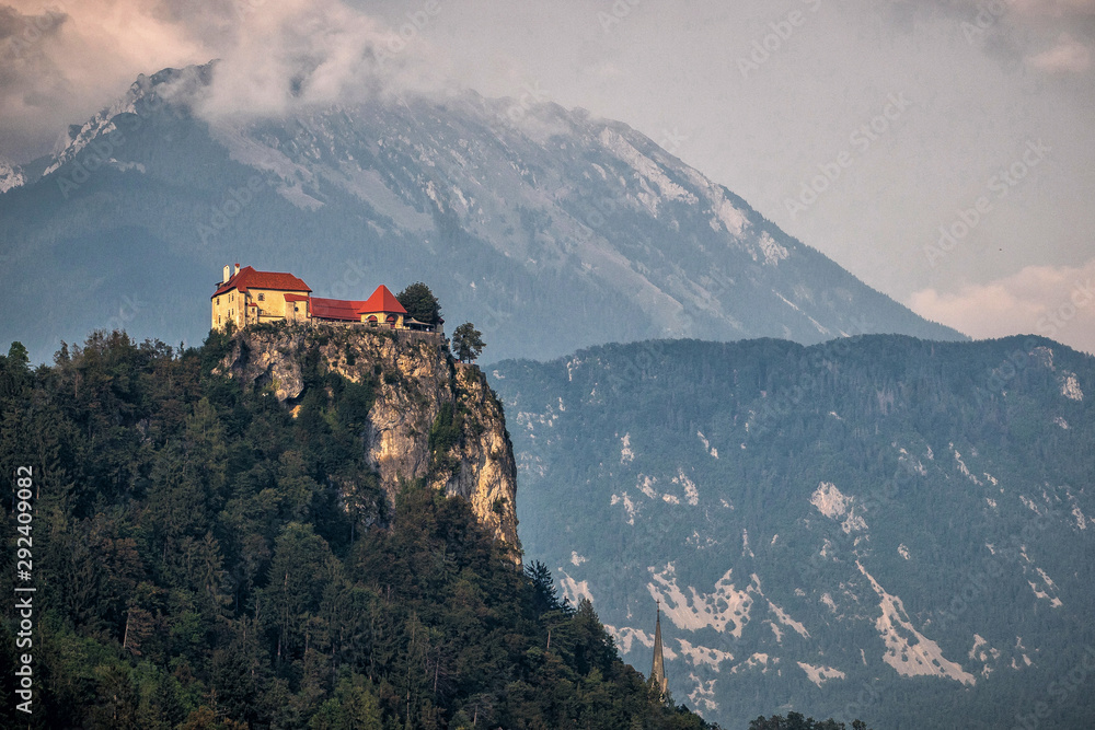 Famous touristic destination - Bled castle by Bled lake in Slovenia, central Europe