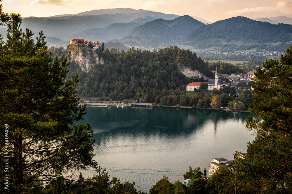Famous touristic destination - Bled castle by Bled lake in Slovenia, central Europe