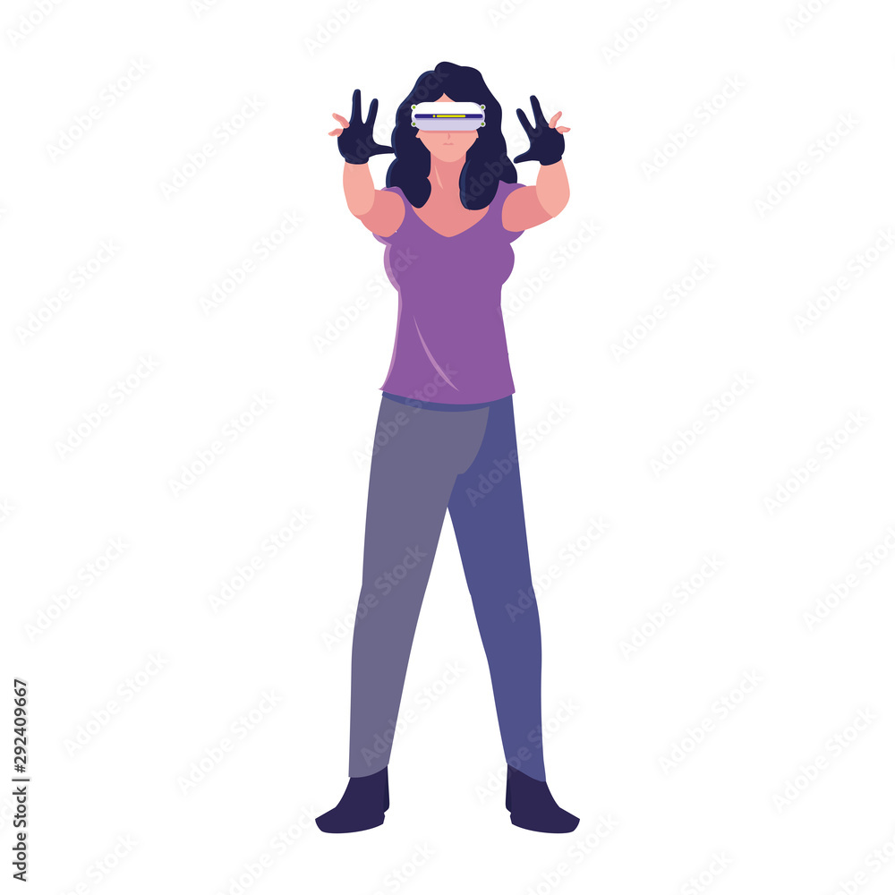 woman using technology of augmented reality woman using technology of augmented reality