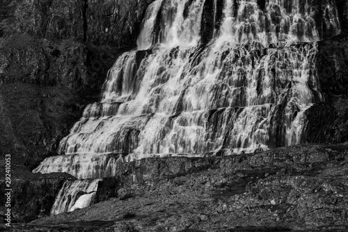 Closeup view of scenery Dynjandi cascade waterfall