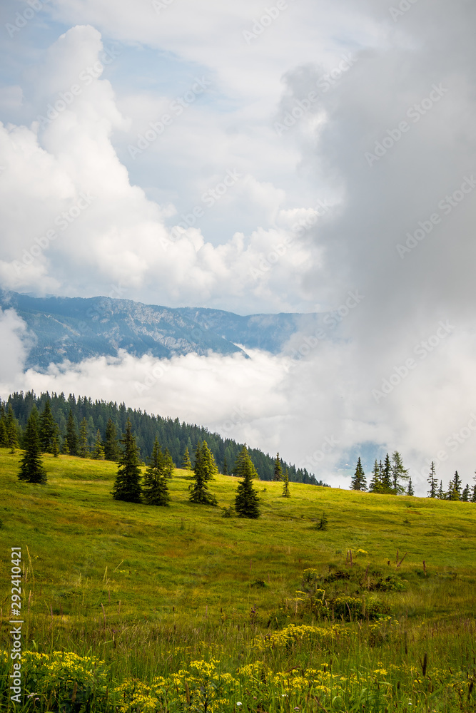 Views from mount Planai to the Schladming-Dachstein region in Alps, Austria