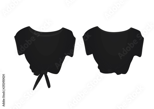 Black crop top. vector illustration