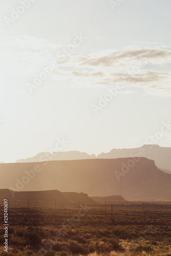 Western sunset landscape of...