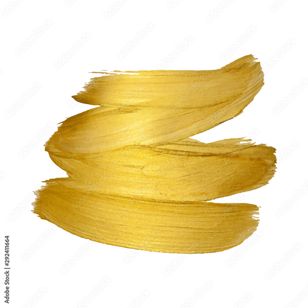 Golden paint brush stroke on white background Golden paint brush stroke on white background
