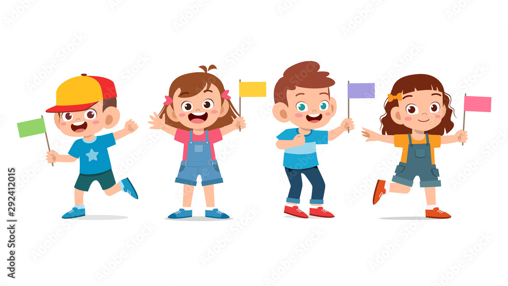 cute happy kid hold flag celebrate national day cute happy kid hold flag celebrate national day