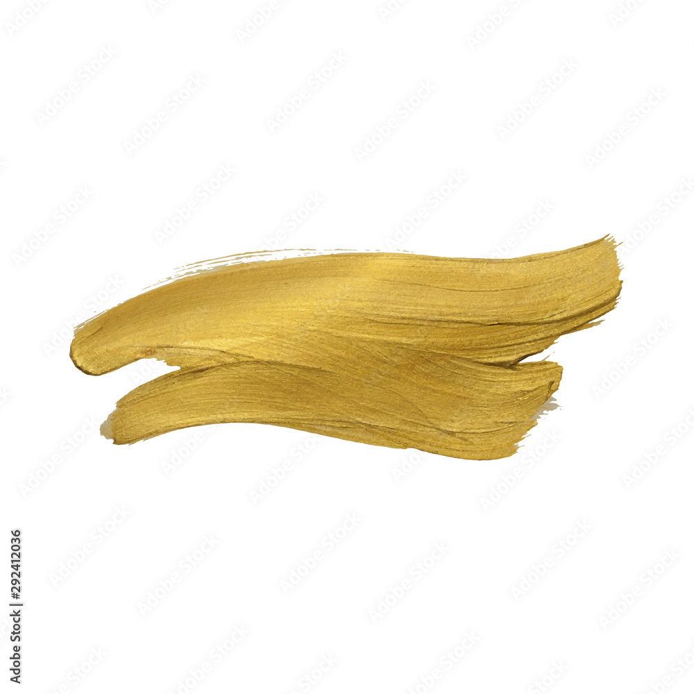 Golden paint brush stroke on white background Golden paint brush stroke on white background
