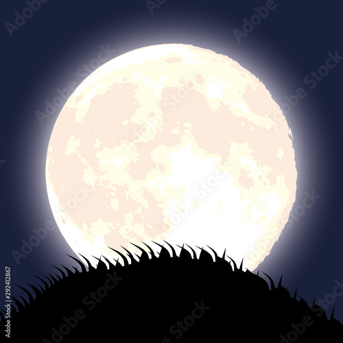 halloween dark night scene with full moon