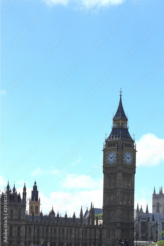 Big Ben clock tower on a sunny day in london