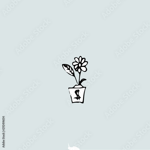 money growth idea  a flower in a pot and a dollar sign