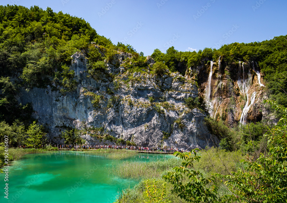 Walkway to Veliki Slap (Big Waterfall) in Plitvice Lakes National Park, Croatia