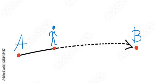 Line from point A to point B. Vector drawing