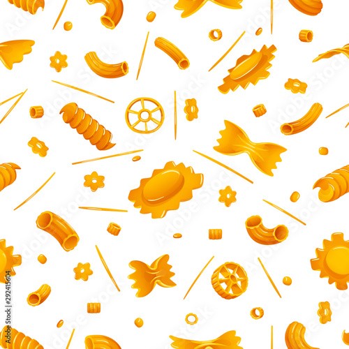 Seamless pattern with dry italian pasta. Vector